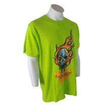 Hustle Gang Acid Lime Vengeance Skull and Flames Mens Graphic TShirt Size XL New - £20.39 GBP