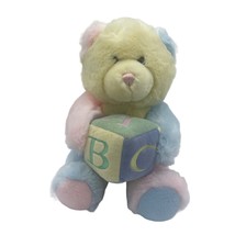 Aurora Baby Musical Abc Plush Bear Pastel Colorblock Stuffed Animal - £16.35 GBP