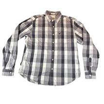 American Eagle Shirt Mens Large Gray Black White Plaid Button Down Athle... - $16.99
