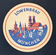 Löwenbräu München Vintage German Beer Coaster Red &amp; Blue - £6.25 GBP
