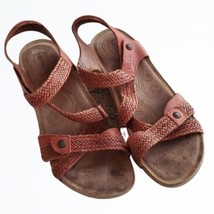 Taos Footwear Trulie Reddish Brown Leather Strapey Small Wedge Sandal Si... - £52.17 GBP