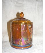 Vintage Carnival Glass Harvest Gold Small Candy Jar Cannister Indiana - $782.91 MXN