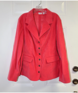 Cato Woman Blazer Brushed Faux Suede Orange Button Front Stretch Plus Si... - $314.09 MXN