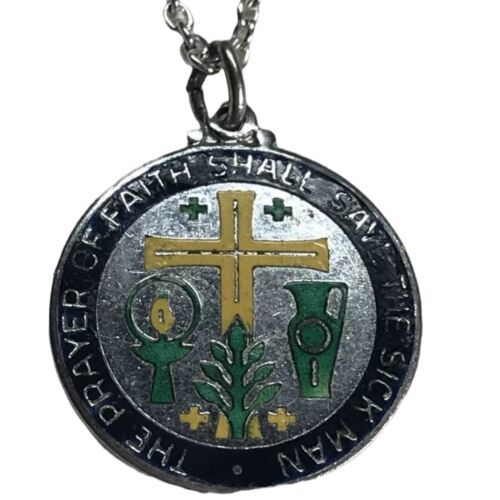 the prayer of faith shall save the sick man Creed Sterling Enamel medal ... - $67.50