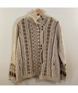 Icelandic Design Sweater M Brown Fully Lined Wool Alpaca Blend Cardigan - $42.57