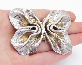 925 Sterling Silver - Vintage Modernist Sculpted Bow Tie Brooch Pin - BP1978 - £56.31 GBP