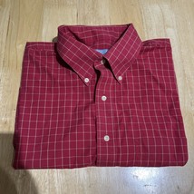 Jos A Bank Shirt Men L Stays Cool Red Plaid Short Sleeve Button-Down - $13.51