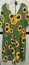 NWT LuLaRoe 2XL Green with Sunflowers Xanthe Romper W/Pockets Drawstring UNICORN - £61.54 GBP