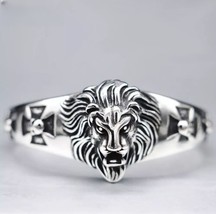 8 Inch Mens Stainless Steel Biker Lion King Head Bracelet Bangle Men Cuff - $29.05