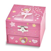 Children&#39;s Ballerina Square Shaped Musical Jewelry Box with Mirror &amp; Drawer - £36.44 GBP