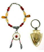 Dreamcatcher Gold and Red Bracelet and Arrowhead Keychain NWOT - $10.90 CAD