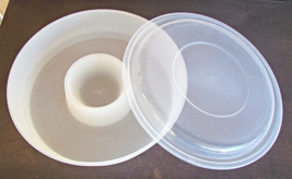 Large 14&quot; Plastic Chips and Dip Snack Food Container Storage w/ Lid Round Travel - £15.41 GBP