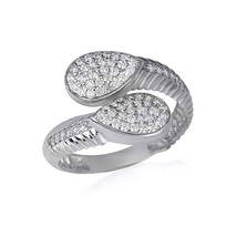 Sterling Silver Pear CZ Wraparound Scaled Band Ring - £15.62 GBP