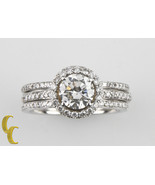 0.94 Ct Round Diamond GIA Solitaire 18k White Gold Three-Ring Set Size 5.25 - $15,164.14 CAD