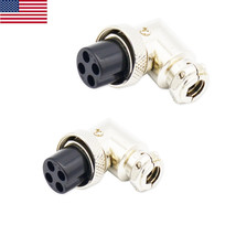 2Pcs Aviation 4 Pin Female Jack Right Angle Connector Adapter Plug Ham M... - £14.11 GBP