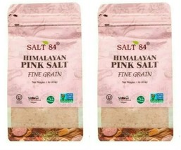 Lot 2 x SALT84 Himalayan Pink Salt Fine Grain Vegan Kosher Halal 1 LB/Ba... - $14.84