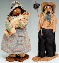 Vintage Ozark Shop Mountain Man &amp; Woman Hickory Nut Head Barnes Figurine 6&quot; 7&quot; - £11.91 GBP