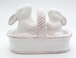 Two Bunnies In A Basket Salt &amp; Pepper Shakers Destination Holiday - £11.18 GBP