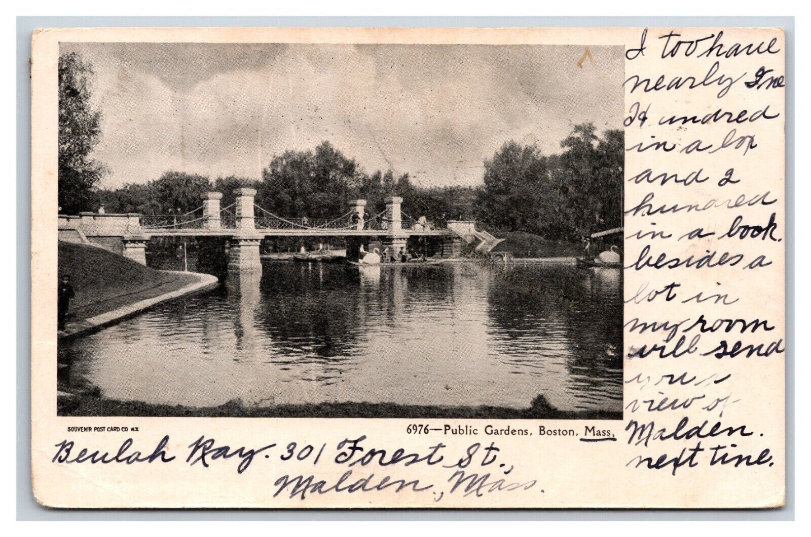 Primary image for Foot Bridge in Public Gardens Boston Massachusetts MA UDB Postcard U22