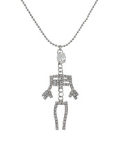 Zeckos Rhinestone Dangling Skeleton Necklace - £11.35 GBP