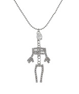 Zeckos Rhinestone Dangling Skeleton Necklace - £11.35 GBP