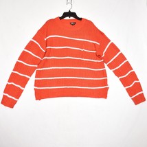 LOVE By Chesley Women Orange White Strip Pullover Sweater Front Pocket Size XL - $11.25