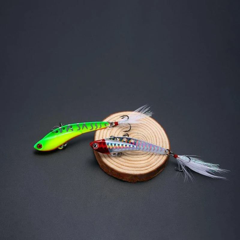 1Pcs Metal VIB 13/18/25/30G Fishing Lure Vibration Spoon Hard Baits with Feather - $33.47