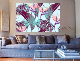 Tropical Flowers Canvas Print Tropical Art Jungle Canvas Art Tropical Leafs Canv - £38.95 GBP