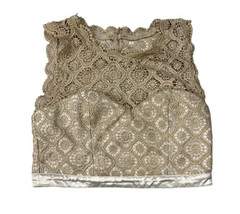 Sequin Hearts Women’s Dressy Gold Lace Tank Top Lined Sz 9 - £8.12 GBP