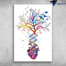 Anatomy Of Human Heart DNA Tree Colorful Heart - £12.73 GBP