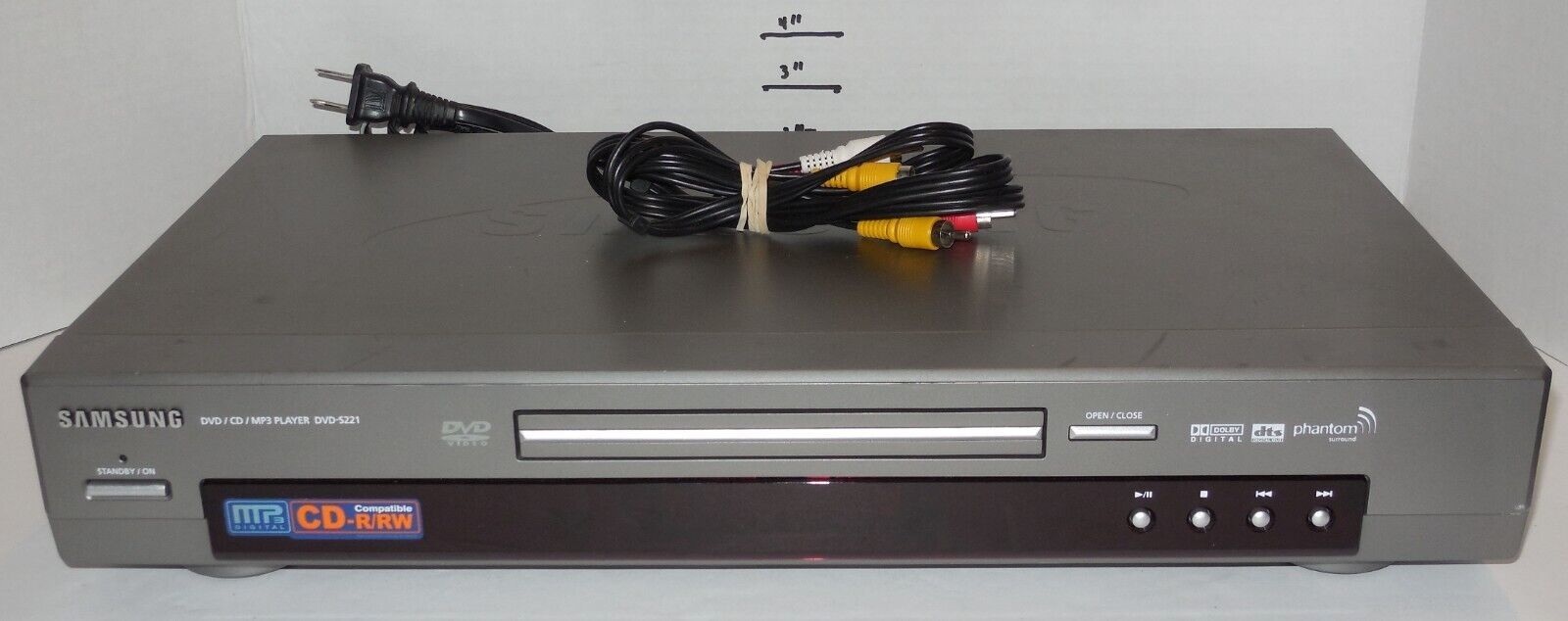 Samsung CD DVD MP3 Player Model DVD-S221 Gray No Remote - $35.13