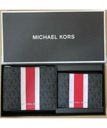 Michael Kors Billfold Wallet Box Set Black Flame Red Logo 36H1LGFF1B NIB... - £47.40 GBP