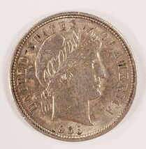 1905 10C Barber Dime in AU Condition, Nice Eye Appeal, Strong Luster - $125.03