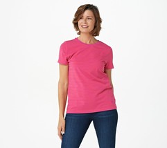 Isaac Mizrahi Live! Striped Crew-Neck T-Shirt   Medium - £13.16 GBP