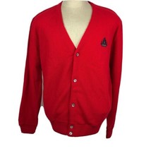 VTG NWT Deadstock IZOD Red Cardigan Golf Sweater Size Large USA Made Golfing - £98.91 GBP