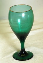 Teardrop Juniper Gold Trim Wine Water Goblet Libbey Glass Company - $14.84