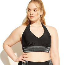 Kona Sol Ladies Plus Size Smocked Halter Bikini Top Black Plus Size 26W - £15.62 GBP