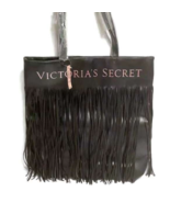 Victoria&#39;s Secret Limited Edition Black Faux Leather Flirty Fringe Tote ... - $27.98 CAD