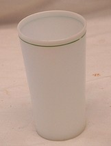 White Milk Glass Tumbler Green Line Vintage Drinkware - £15.56 GBP