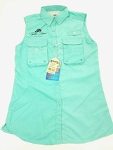 Banana Boat Topsail Island Nc Sz S Sleeveless Upf 50 Button Up Shirt Mint Green - £23.80 GBP