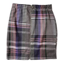 Rainbow Womens Pencil Skirt Multicolor Plaid Mini Elastic Waist Zipper M - £11.17 GBP