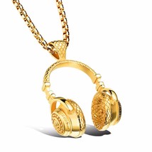 Free Fan DJ Music Headphone Pendant Necklace Long Chain Men Women Hip Hop Jewelr - £12.71 GBP