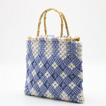 NEW Female bag retro handmade cotton woven bag natural bamboo portable beach bag - £42.92 GBP