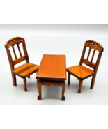 Vintage Dollhouse Furniture Chairs and Table 3 Pieces Wooden Ladderback ... - £14.84 GBP