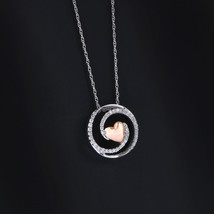 S925 Silver 0.12Ct TDW Swirl Heart Diamond Necklace - £151.30 GBP