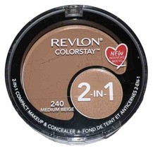 Revlon Colorstay 2-in-1 Compact Makeup &amp; Concealer #240 Medium Beige New... - £35.60 GBP