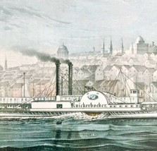 Knickerbocker Steamboat 1955 Currier &amp; Ives Color Plate Antique Print DWEE35 - £30.88 GBP