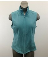 Cotton Ginny Vest Women&#39;s Small Blue Sleeveless Mock Full Zip Up Fleece - $12.86