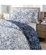Caressma Queen Comforter With 2 Pillow Shams - Blue And White Reversible... - £14.69 GBP