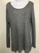 Pure Collection 12 Gray Long-Sleeve Viscose Wool Pocket T-Shirt NEW - $29.89